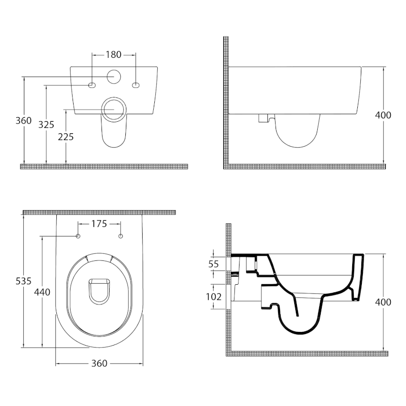 SISTEMA A závěsná WC mísa, Rimless, 36x53,5cm, bílá 10SL02001