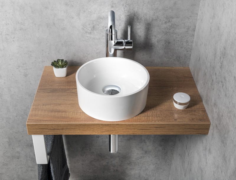 SANNA umývátko na desku, litý mramor, průměr 25cm, bílá SA250