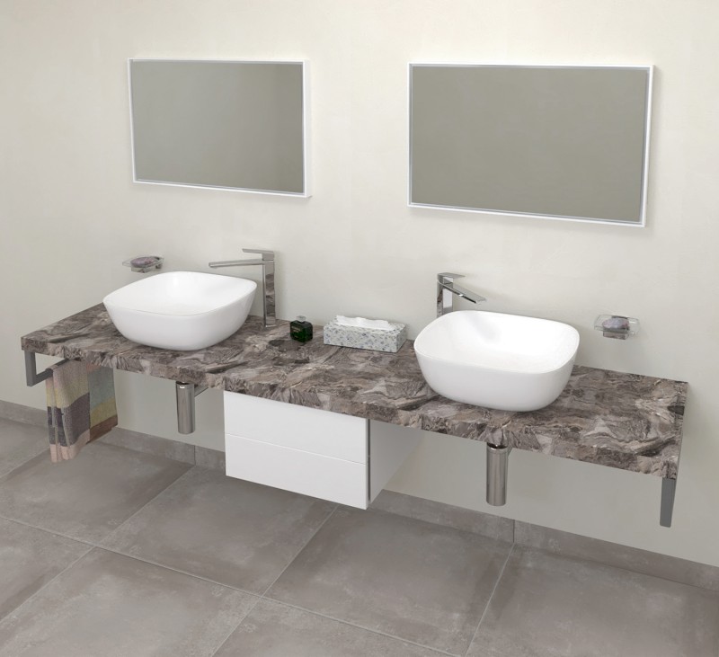 AVICE deska pod umyvadlo 230x50cm, tl.5cm, šedý kámen AV2310