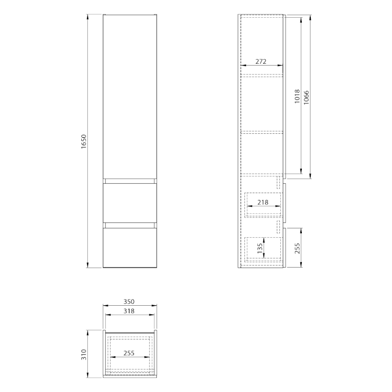 PANEDA STRIP skříňka vysoká 35x165x31cm, levá/pravá, dub emporio PN265