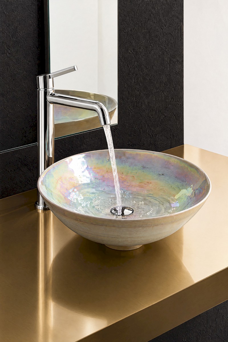 SAND MURANO skleněné umyvadlo na desku, průměr 41cm, sand YM1234