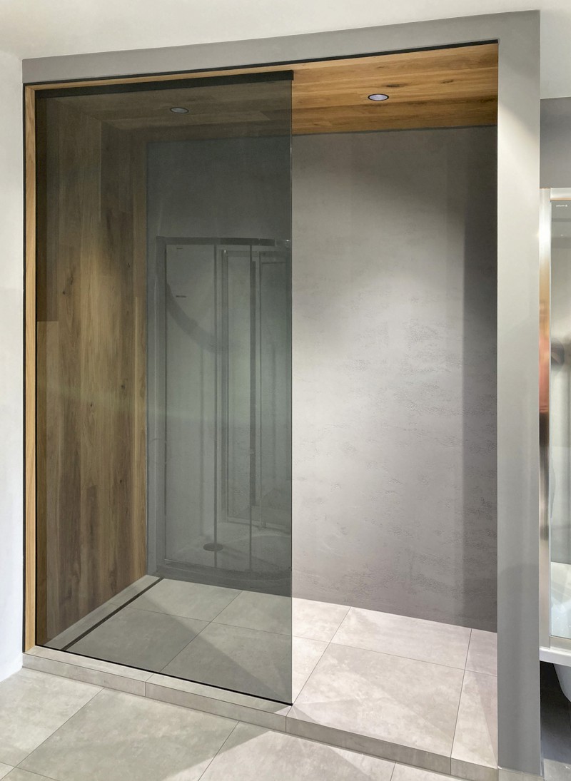 ARCHITEX sada pro neviditelné uchycení skla, podlaha-stěna-strop, 1615x2600mm, černá mat AX2516B