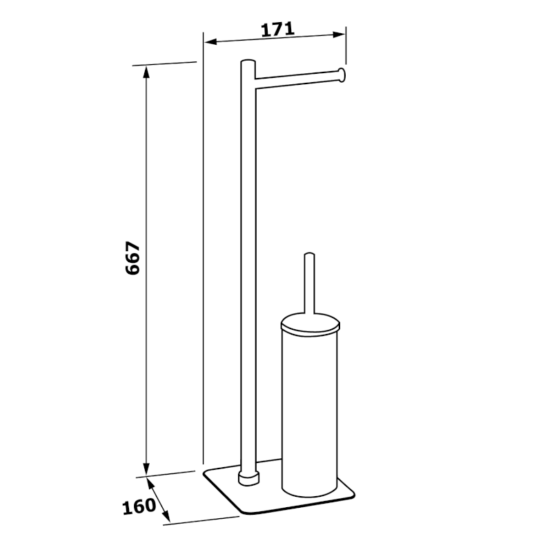 ARTU stojan s držákem na toaletní papír a WC štětkou, hranatý, chrom 1132
