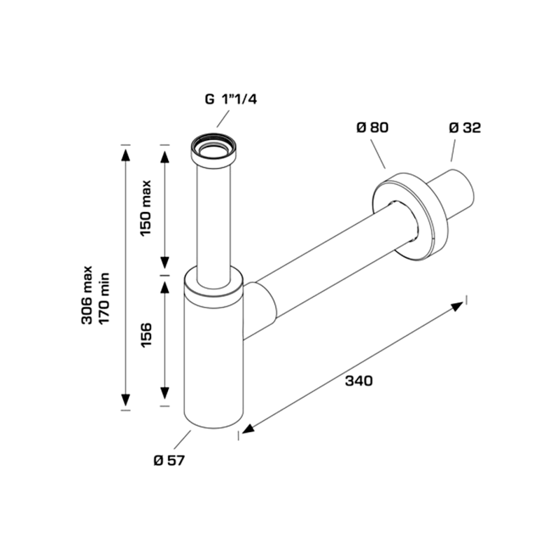 INOXMATER umyvadlový sifon 5/4