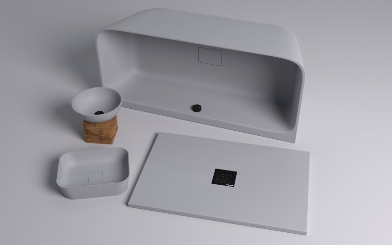 FLEXIA vanička z litého mramoru s možností úpravy rozměru, 90x90cm, šedá mat 71546.31