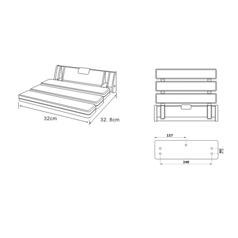 HANDICAP sklopné sedátko do sprchového koutu, 32x33cm, bílá AE357