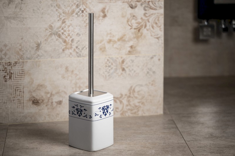 CIXI WC štětka na postavení, porcelán, bílá/modrá CX3389