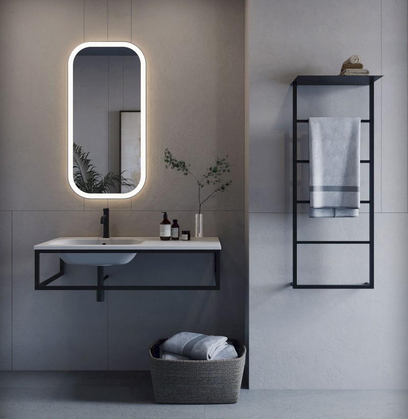 SKA nástěnný sušák ručníků s policí 604x1184x252mm, černá mat SKA702