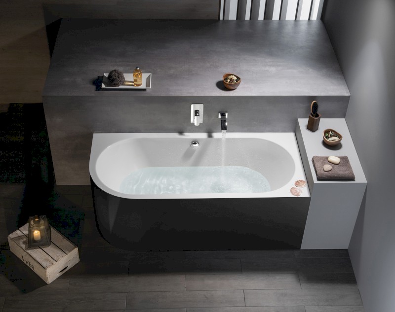 VIVA R MONOLITH asymetrická vana 170x75x60cm, bílá/černá 78119MB