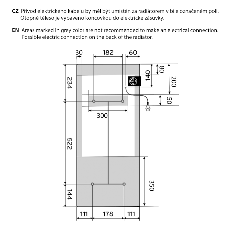ONSEN EVO elektrické otopné těleso 400x900mm, 1000 W, antracit ONS10011