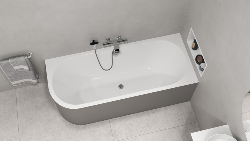 VIVA R MONOLITH asymetrická vana 170x75x60cm, bílá/agila 78119M.43