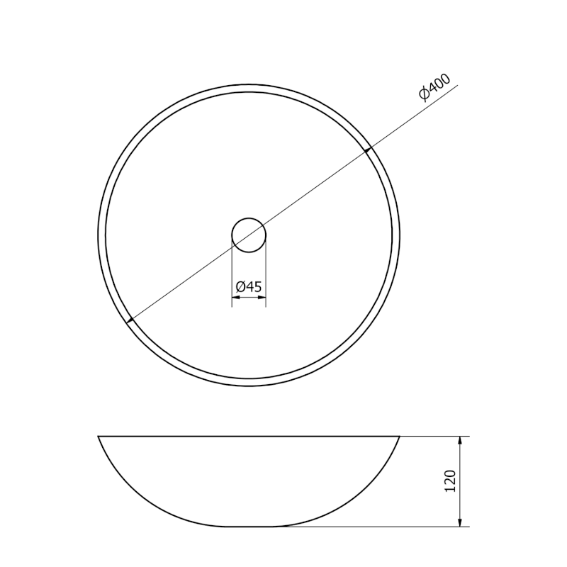 BLOK kamenné umyvadlo na desku Ø 40cm, leštěný bílý mramor 2401-34