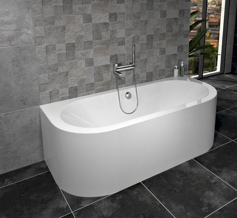 VIVA D MONOLITH nástěnná stojící vana 180x75x60cm, bílá 89139M