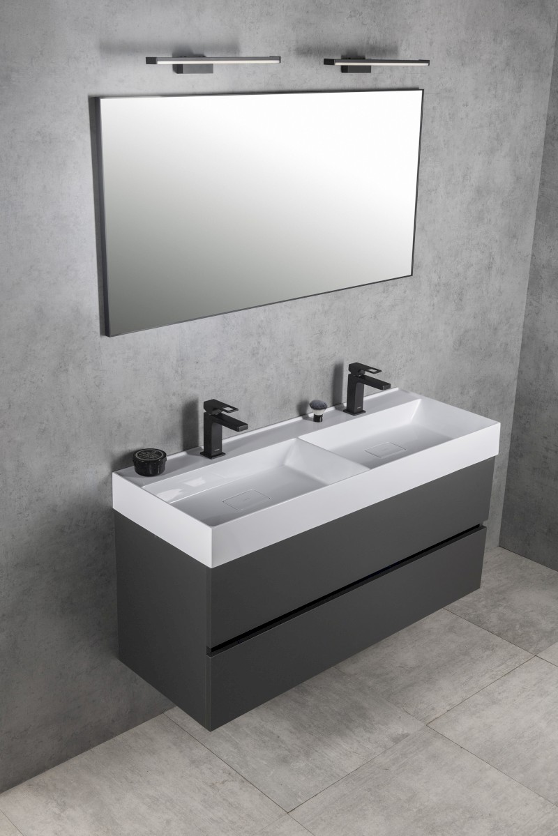 GODIVA dvojumyvadlo, litý mramor, 119x44cm, bílá GU119