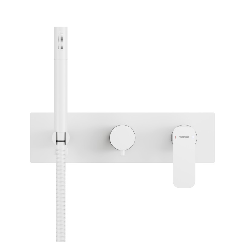 SPY podomítková sprchová/vanová baterie s ruční sprchou, 3 výstupy, bílá mat PY53/14