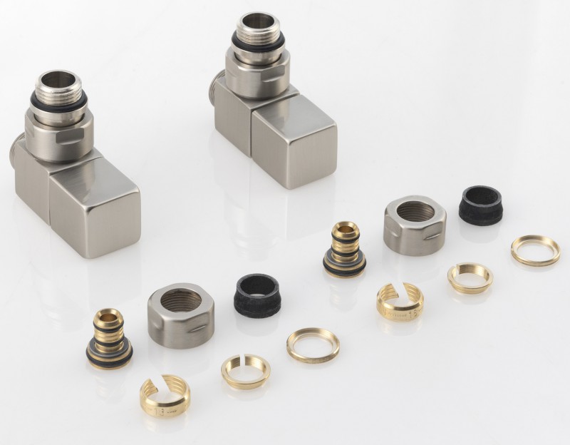 CUBE připojovací sada ventilů ruční rohová, nerez mat CP4510S