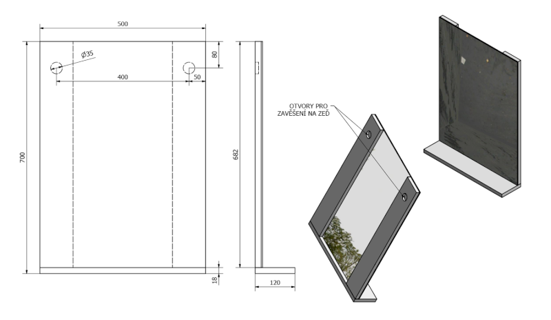 BETA zrcadlo s policí 50x70x12cm 57396