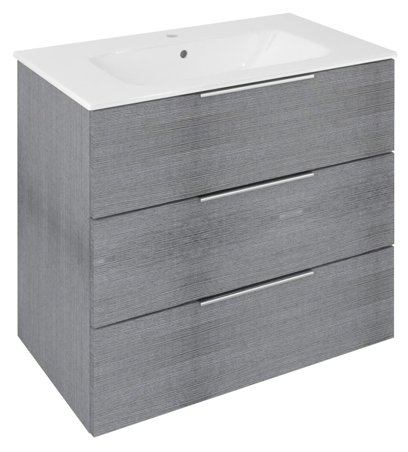 CIRASA umyvadlová skříňka 79,8x75x46cm, 3x zásuvka, dub stříbrný CR831-1111