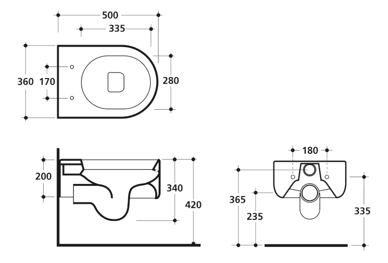 FLO závěsná WC mísa, 36x50cm, bílá 311501