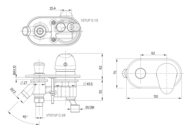 BD páková baterie na okraj vany, chrom BD12751
