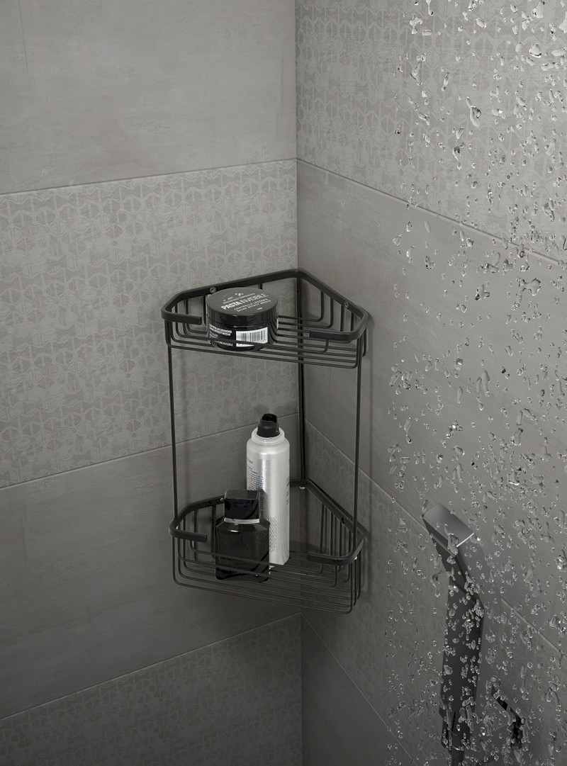 SMART dvoupatrová rohová police 200x325x151mm, černá mat 2482-14