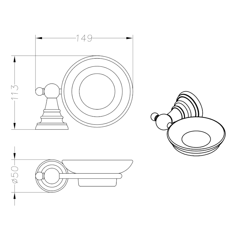 DIAMOND mýdlenka, mléčné sklo, chrom 1317-02