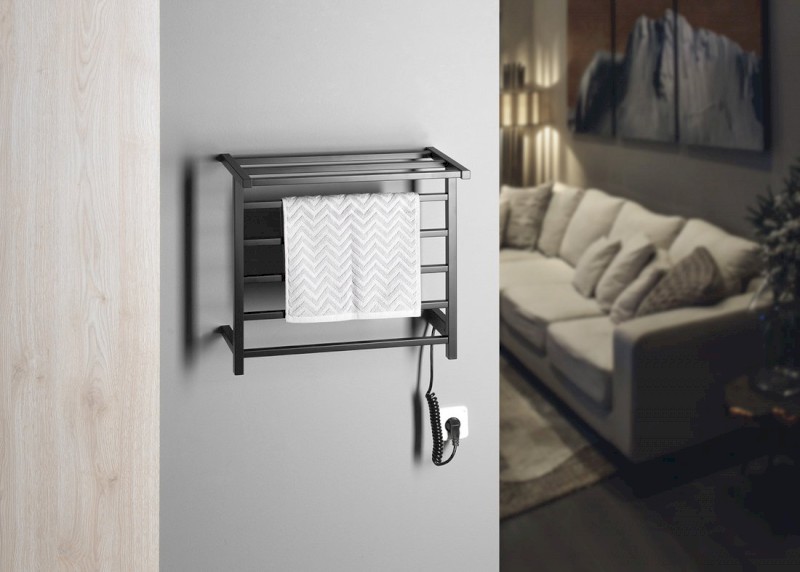 ELZOR elektrický sušák ručníků 500x470 mm, 60 W, černá mat EB510