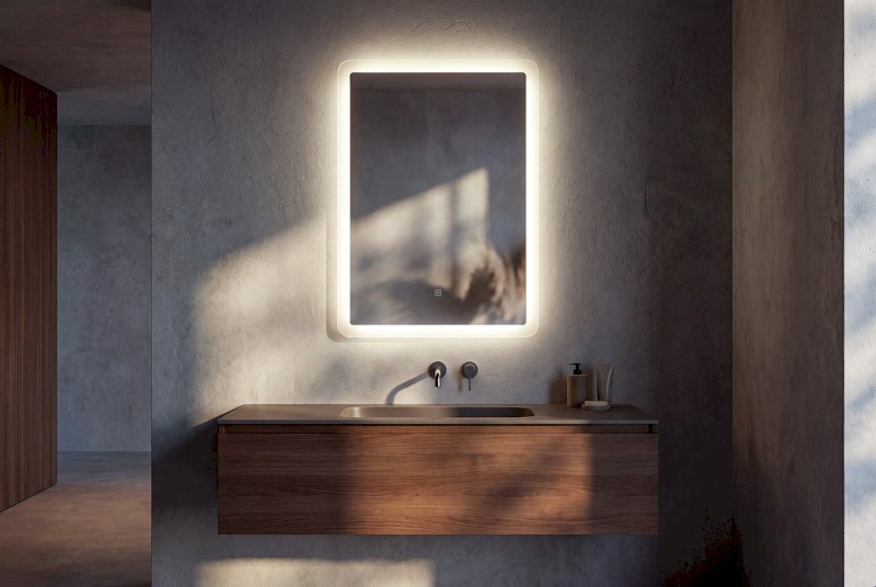 FAGO zrcadlo s LED osvětlením 50x70cm, dotykový senzor, stmívatelné FA050