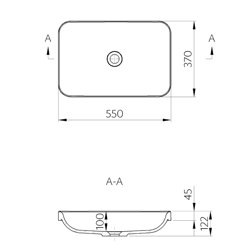 ASTORIA umyvadlo zápustné, litý mramor, 55x37cm, bílá 55033
