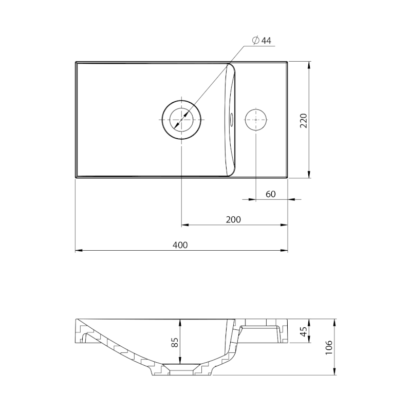 AGOS betonové umývátko 40x22cm, levé/pravé, růžová pololesk AS40021