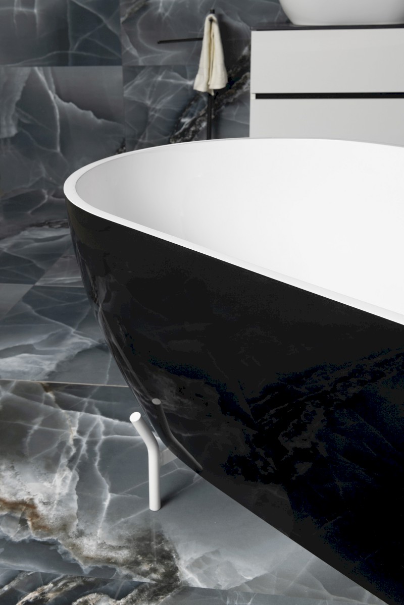 REDUTA volně stojící vana litý mramor 171x81x58cm, černá/bílá 71973