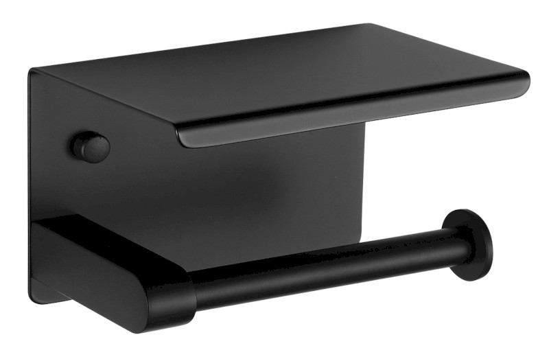 Držák toaletního papíru s poličkou, černá mat UN1197B