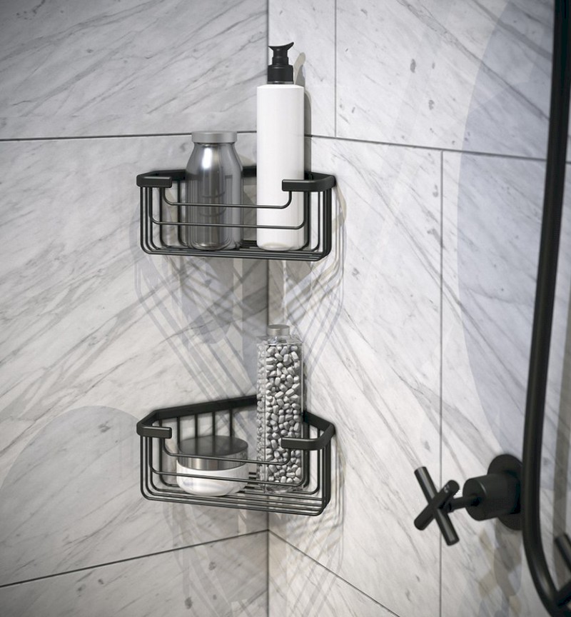 SMART rohová police do sprchy, 200x80x151mm, černá mat 2483-14