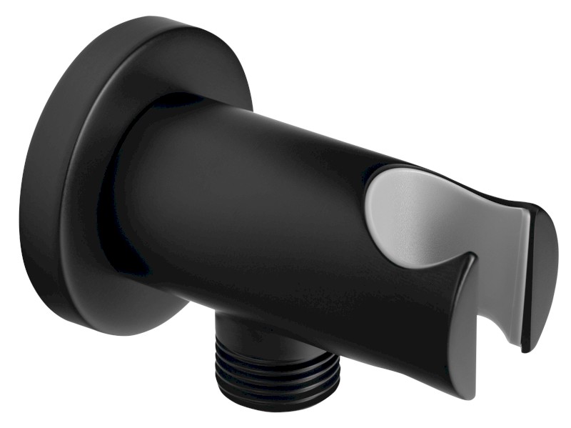 Držák sprchy kulatý, pevný, s vyústěním, černá mat 1205-09B