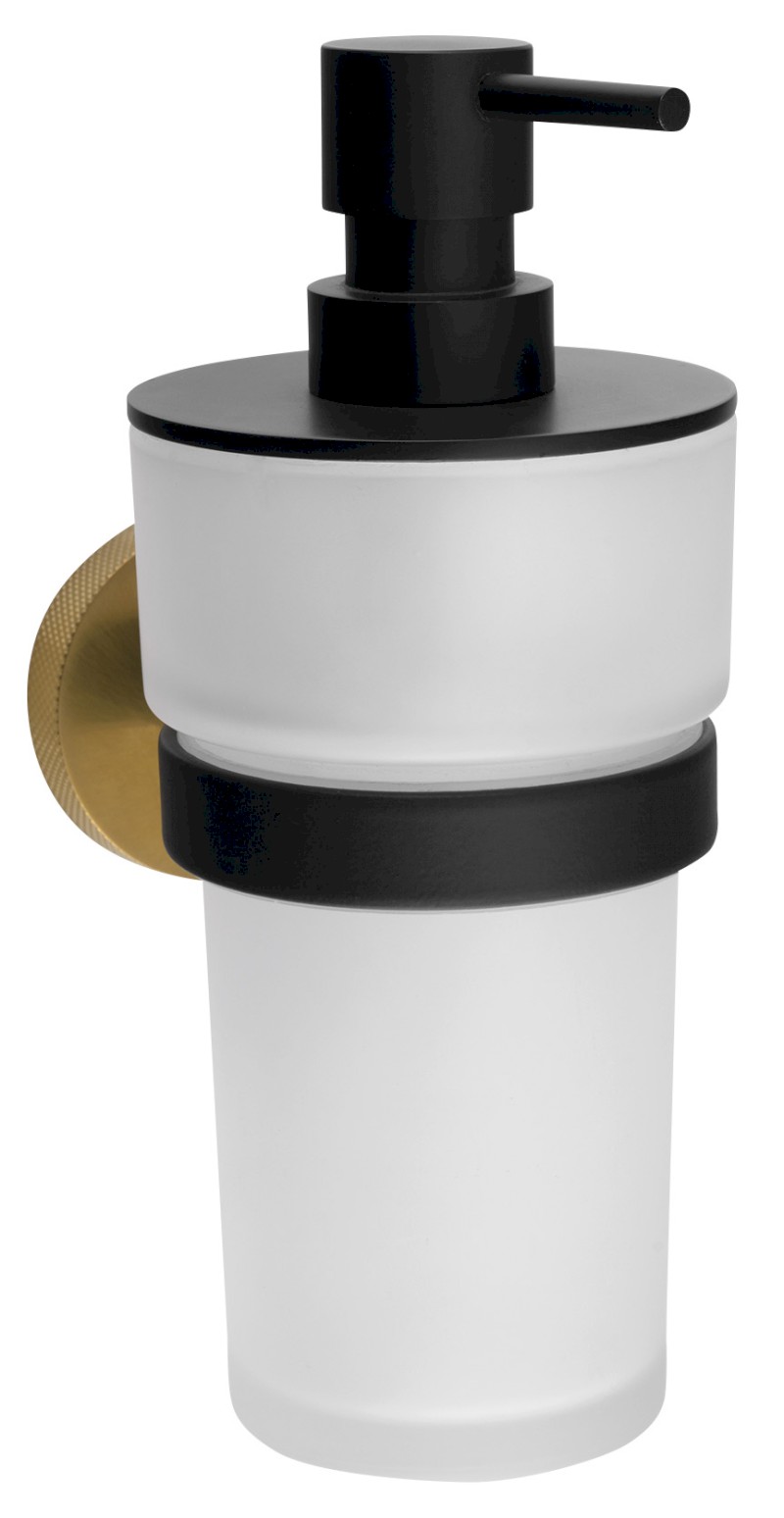 LARISSA dávkovač mýdla 250ml, mléčné sklo, černá/zlato mat WS019BG