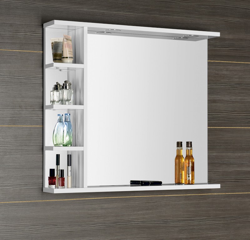 KORIN zrcadlo s LED osvětlením a policemi 80x70x12cm KO350