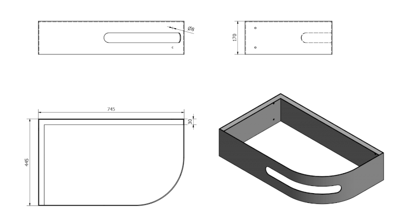 PULSE konzole s držákem ručníků, levá, černá mat BM752-CL