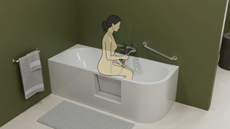 PORTAS L asymetrická vana s dvířky, 180x75x60cm, bílá 75551