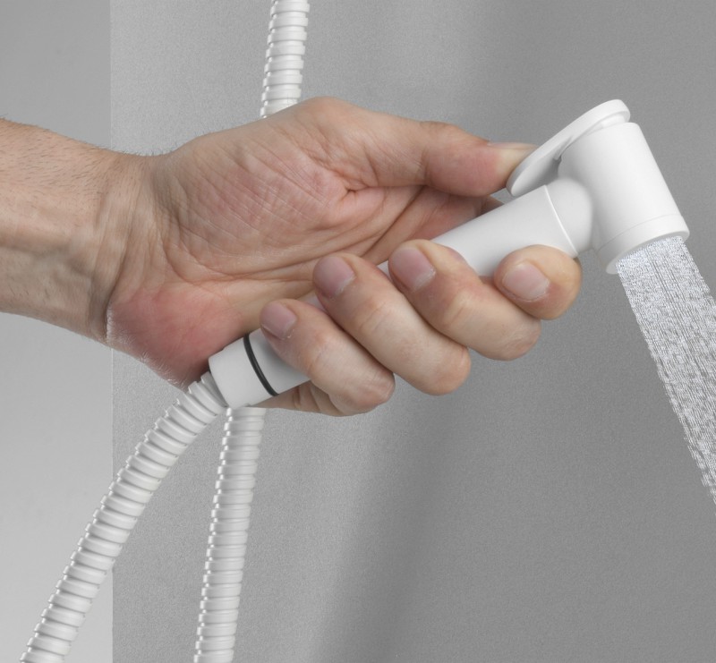 Podomítková bidetová baterie se Stop sprškou, kulatá, progresivní kartuše, bílá mat DB714