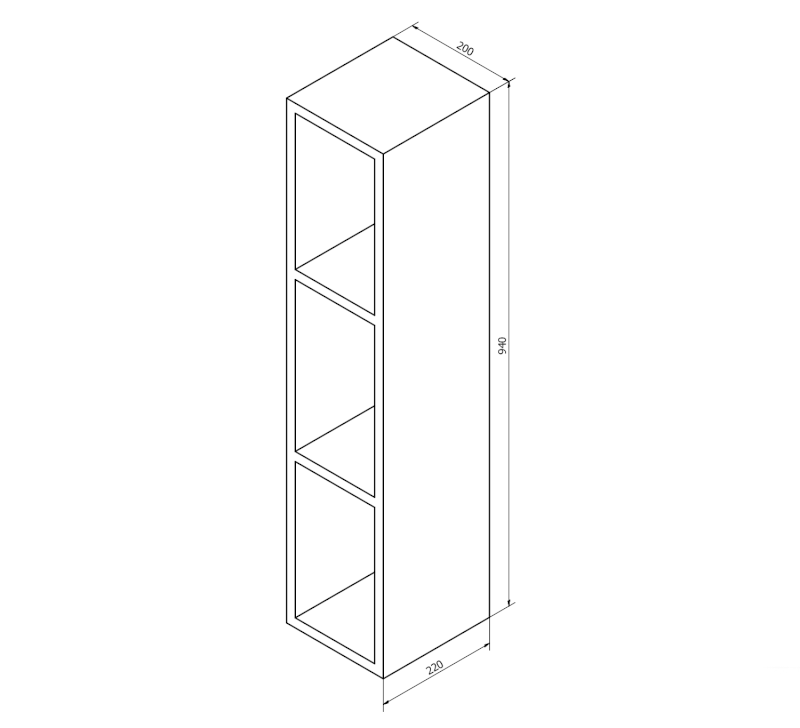 ESPACE otevřená policová skříňka 20x94x22cm, bílá ESC130-3030