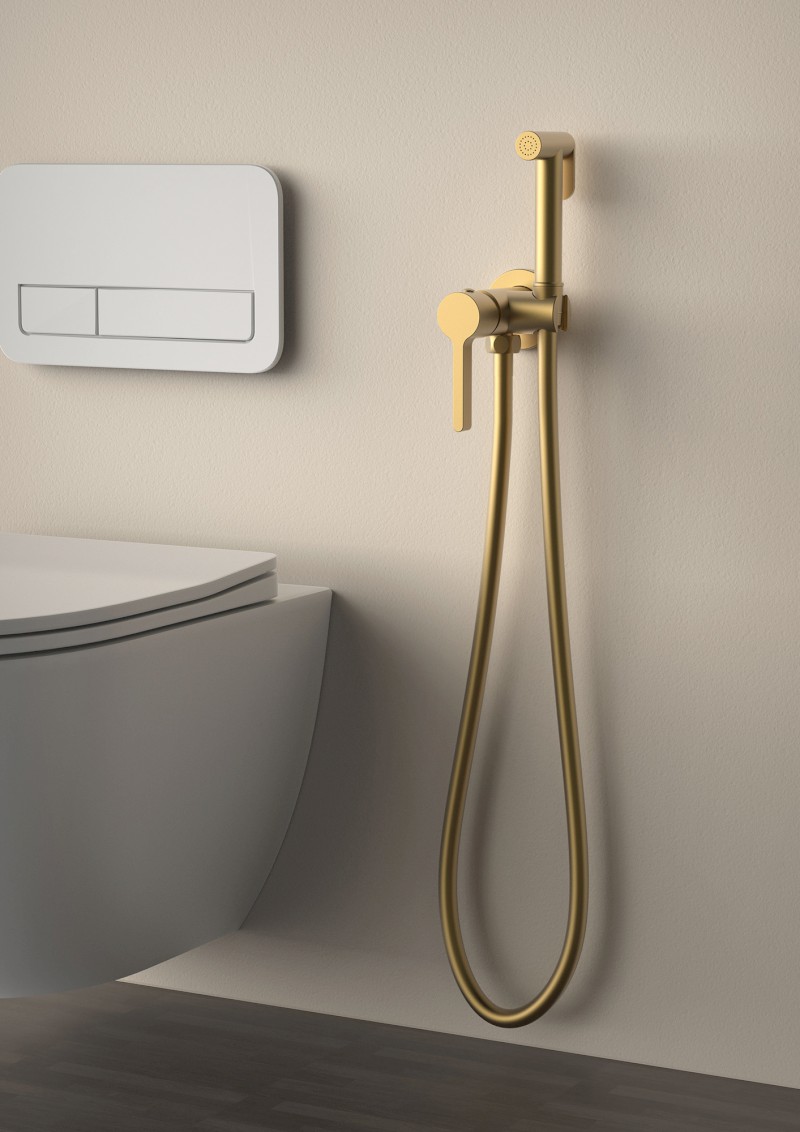 ICONIC podomítková bidetová baterie se Stop sprškou, kulatá, zlato mat AF040GB