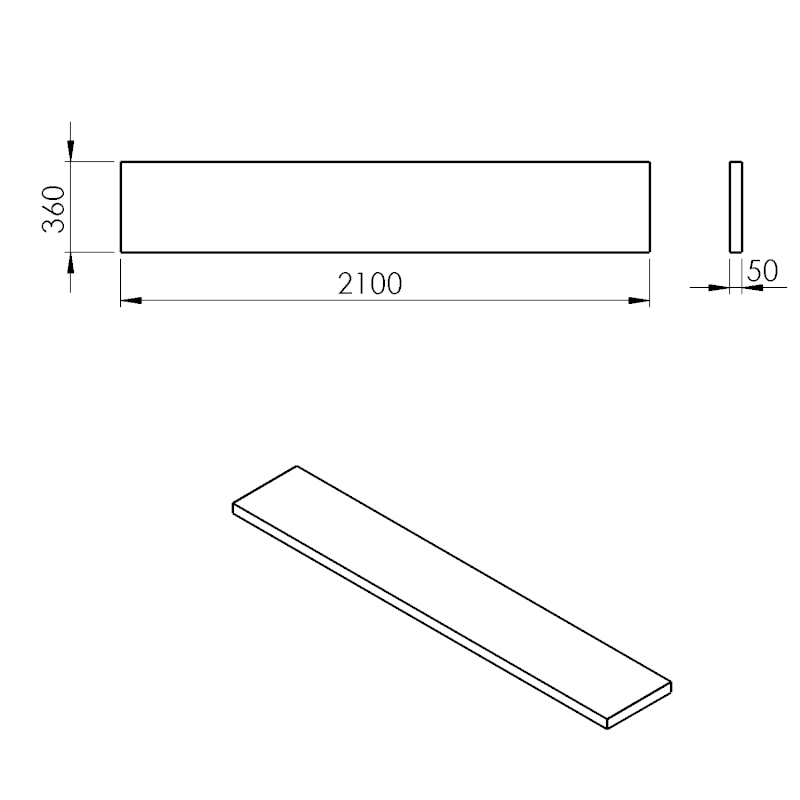 AVICE deska pod umyvadlo 210x36cm, tl.5cm, dub tmavý AV21611
