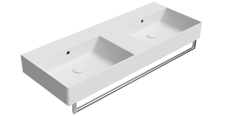 KUBE X keramické dvojumyvadlo 120x47cm, bez otvoru, bílá mat 9425009