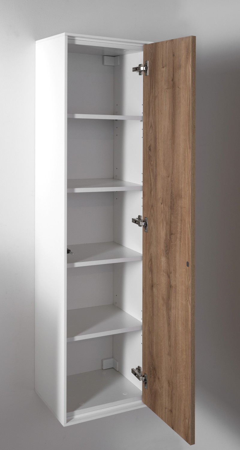 ZANYA  vysoká skříňka 35x140x30cm, bílá mat/dub emporio ZA140
