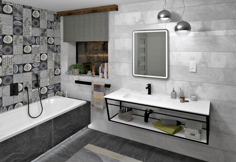 ARUBA konzole s policí 228,4x40x49 cm, černá mat ARK230