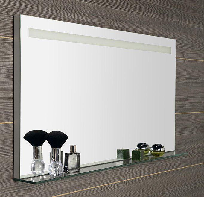 BRETO zrcadlo s LED osvětlením a policí 120x60,8cm BT120