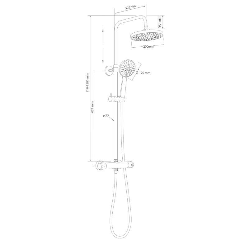LIGA sprchový sloup s termostatickou baterií, chrom SL533