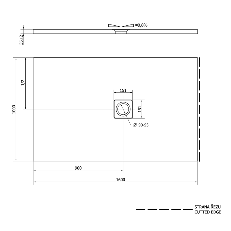 FLEXIA vanička z litého mramoru s možností úpravy rozměru, 160x100cm 72920