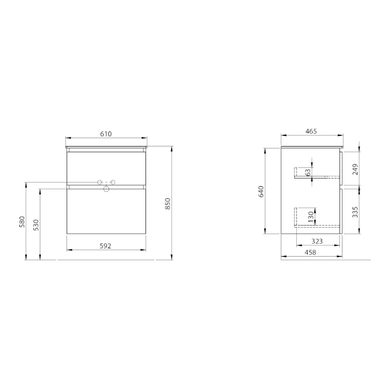 EZARA umyvadlová skříňka 59,2x64x46cm, dub cuneo EZ601-2525