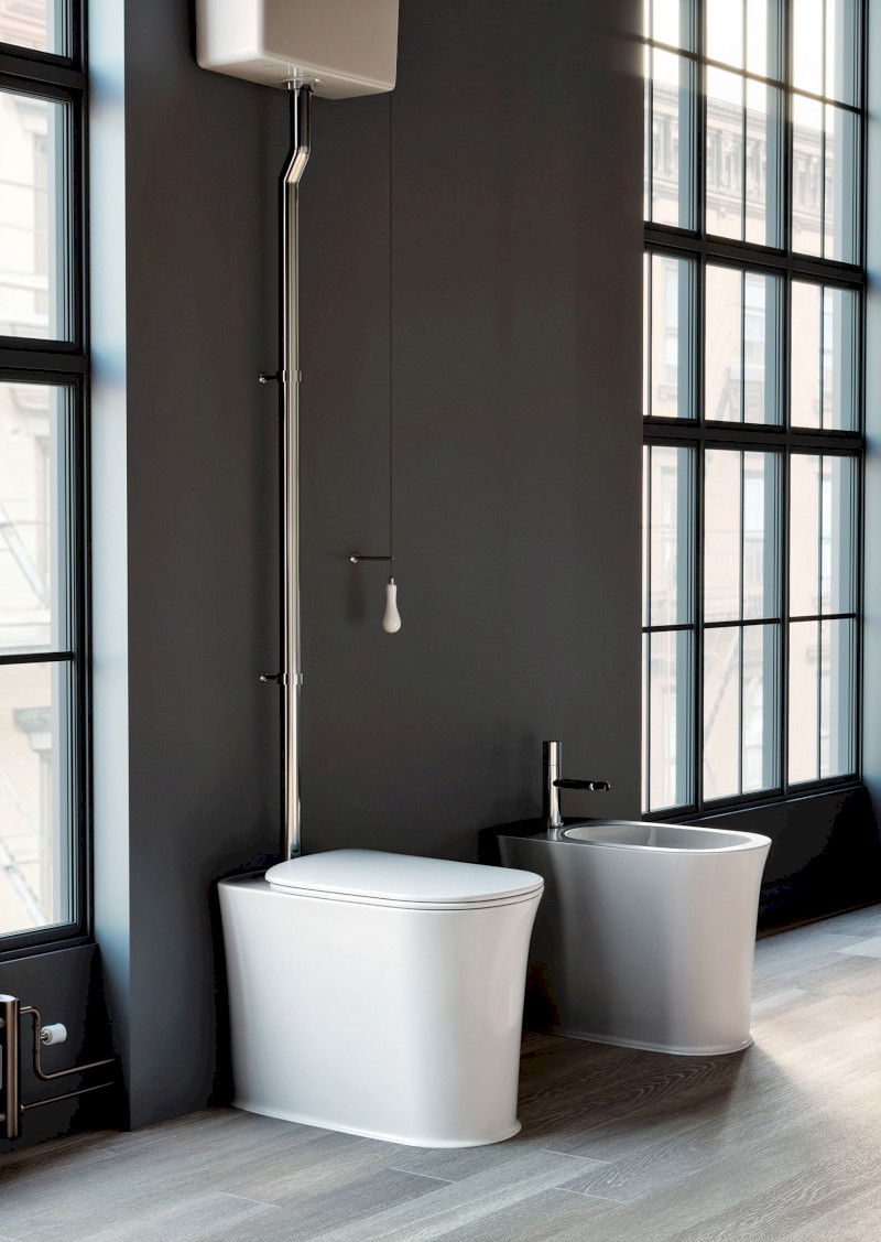 THE NEW YORKER WC mísa stojící pro vysokou nádržku, 36,5x60cm, spodní/zadní odpad, bílá 561801-1